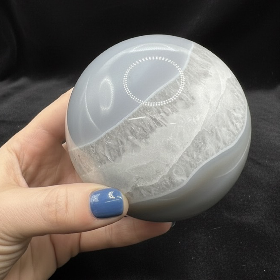 Blue Agate Sphere with Quartz - sold individually