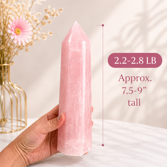 Rose Quartz Tower Point 8.5-10" Tall 2.8-3.8 LB Crystal