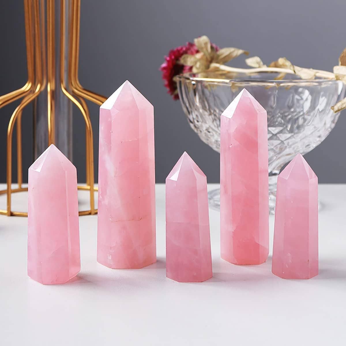 Rose Quartz Tower Point 8.5-10" Tall 2.8-3.8 LB Crystal