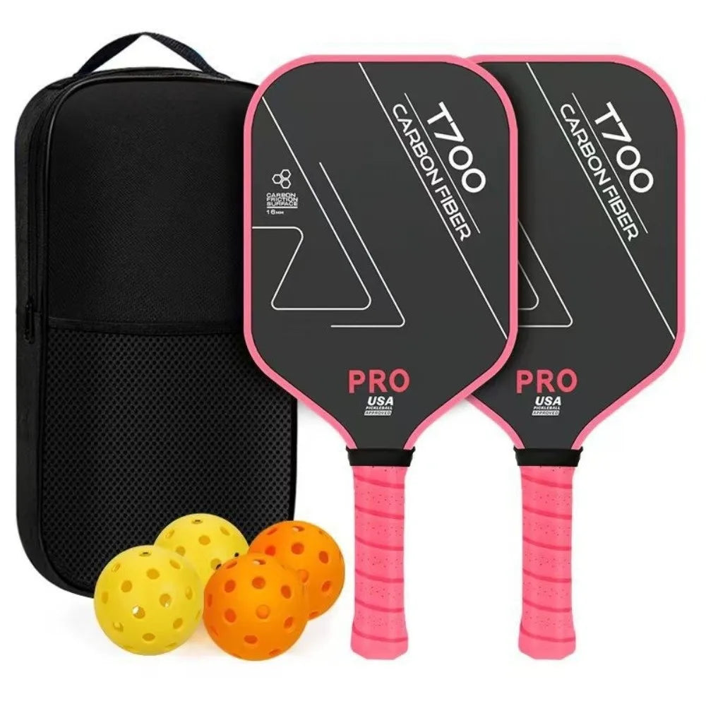 Durable T700 Pickleball Paddle 16MM Carbon Fiber Pickle Ball Paddle Frosted Surface Lightweight Pickleball Rackets Set