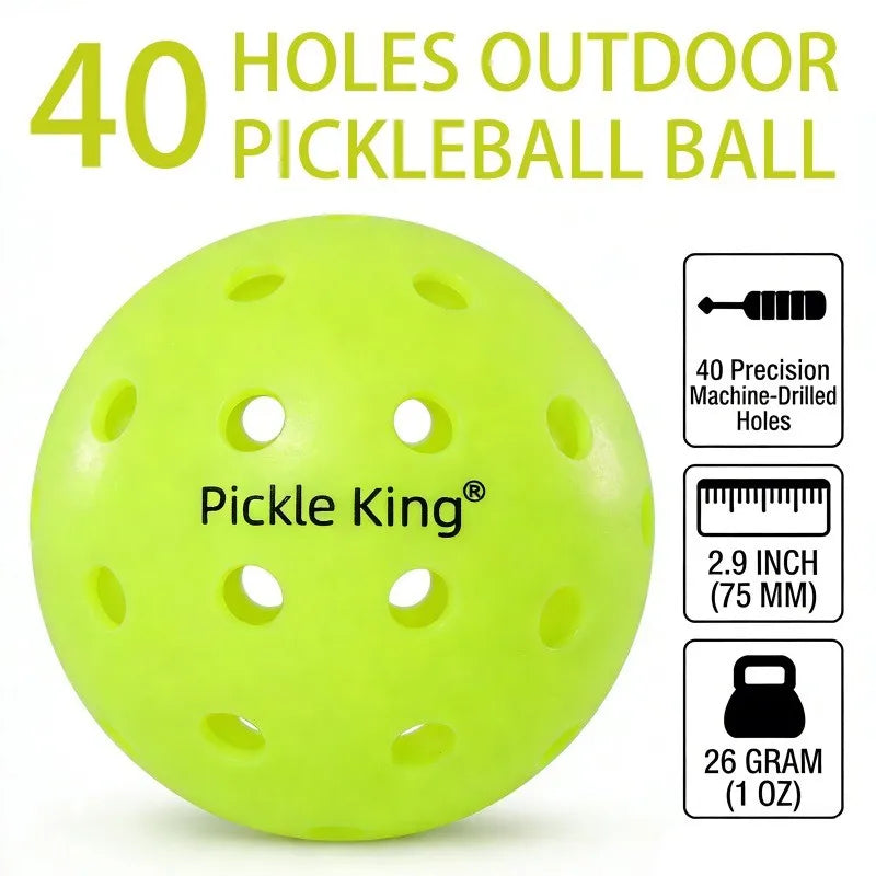 Pickleball Ball 40 Hole,6/12/24/30Pcs,Professional Competition Training for Pickleball, Stable Flight, Pickle King Ball