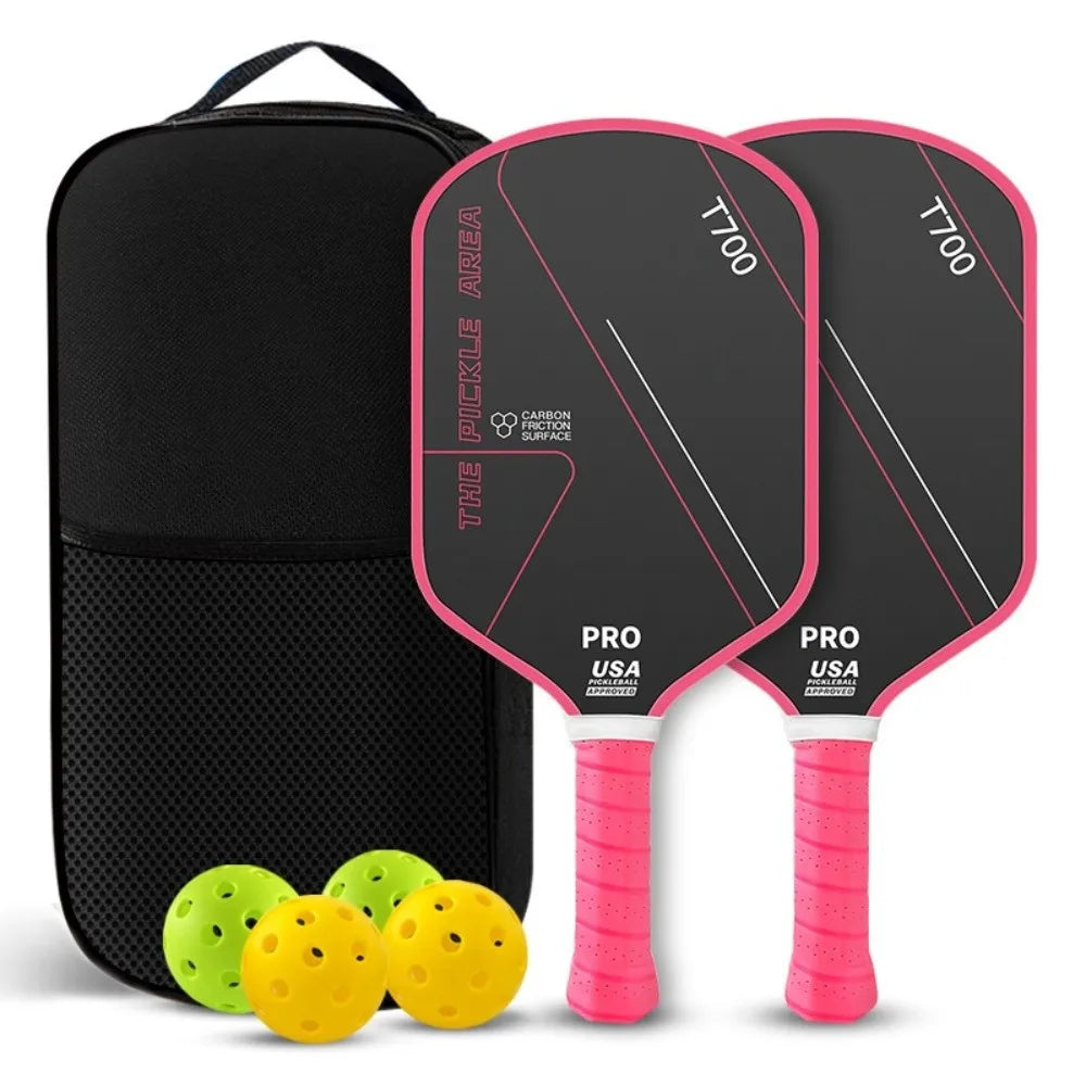Durable T700 Pickleball Paddle 16MM Carbon Fiber Pickle Ball Paddle Frosted Surface Lightweight Pickleball Rackets Set