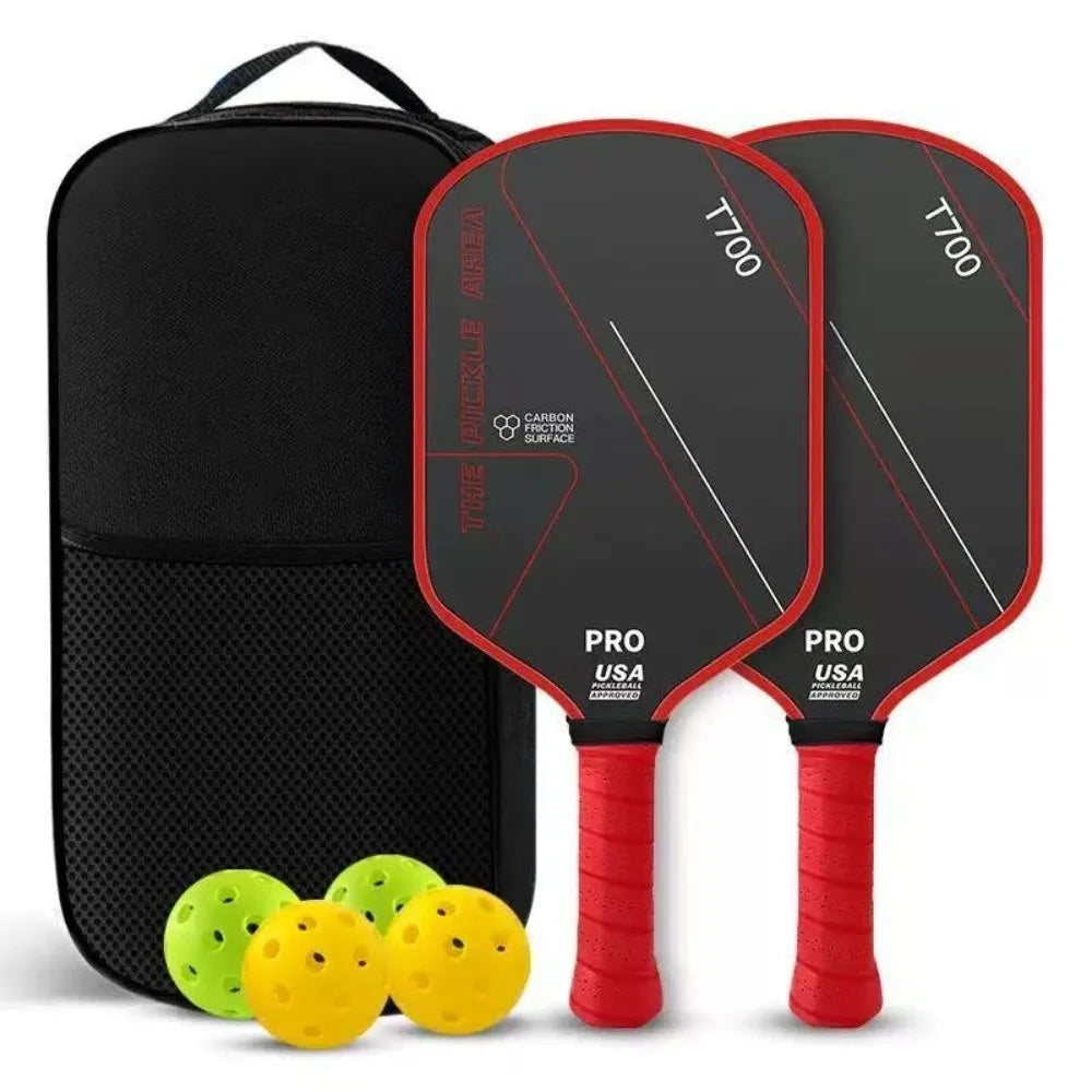 Durable T700 Pickleball Paddle 16MM Carbon Fiber Pickle Ball Paddle Frosted Surface Lightweight Pickleball Rackets Set