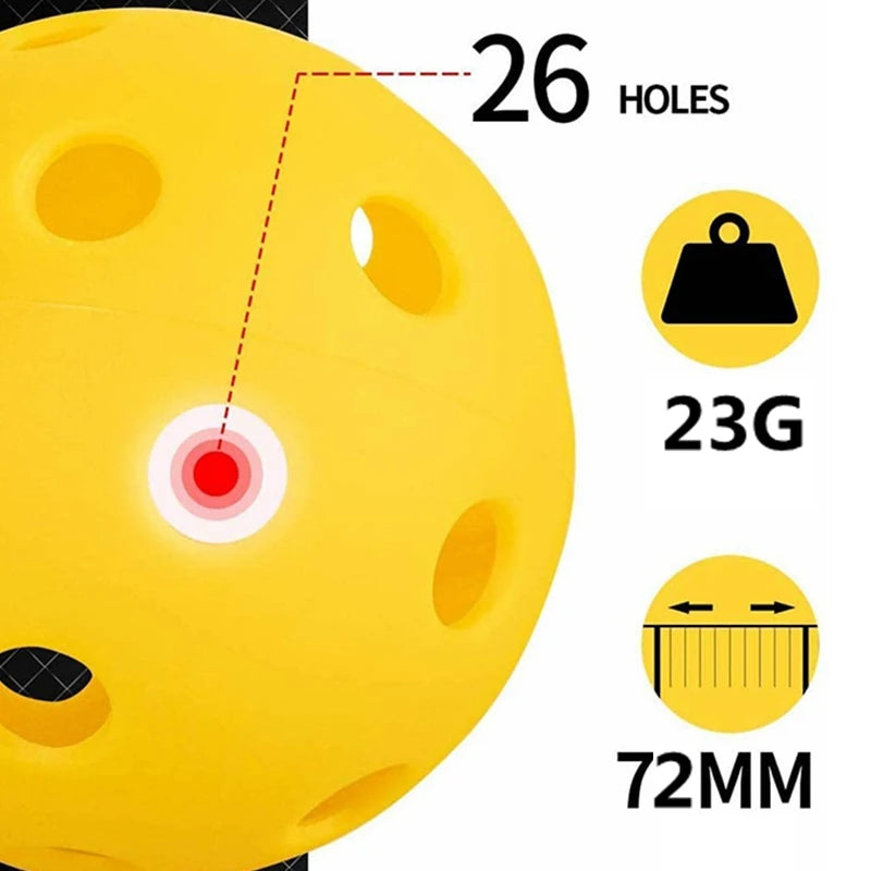 Indoor Pickleball Balls Paddle Ball 26 Holes Pickleball Sport Training Practice Plastic Pickleball Airflow Hollow Balls