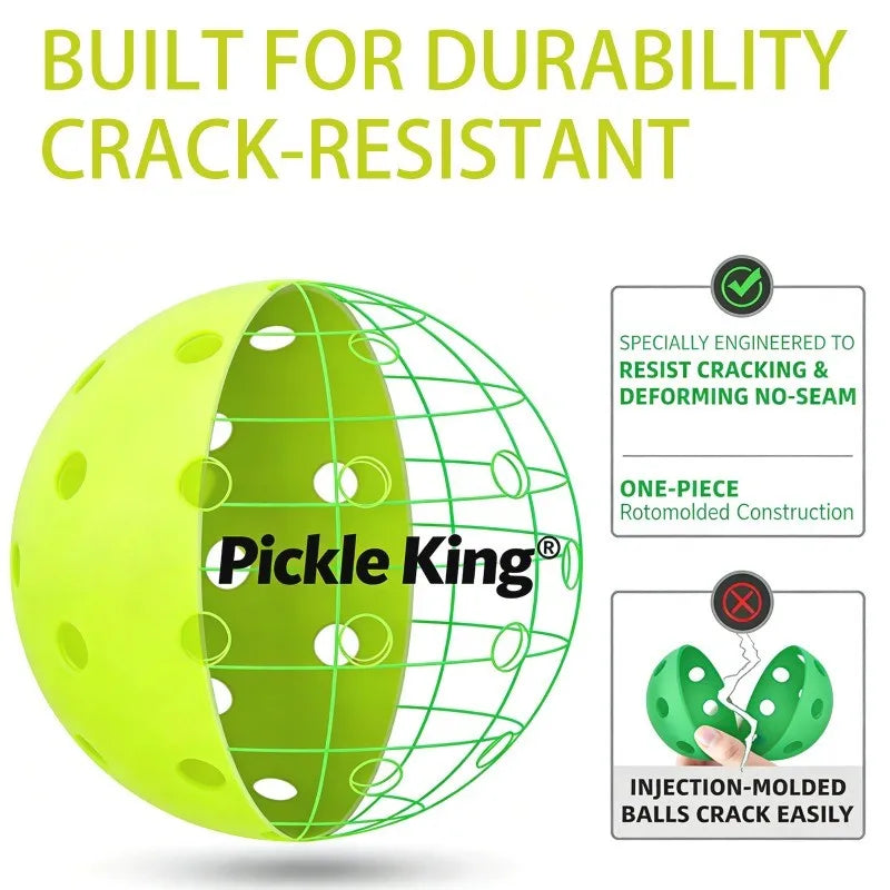 Pickleball Ball 40 Hole,6/12/24/30Pcs,Professional Competition Training for Pickleball, Stable Flight, Pickle King Ball