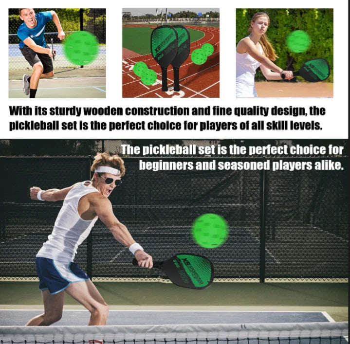 Pickleball Rackets Set Pickleball Paddle Set of 2 Rackets & 4 Pickleballs Balls Pickle-Ball Racquet with Balls Sports Accessory