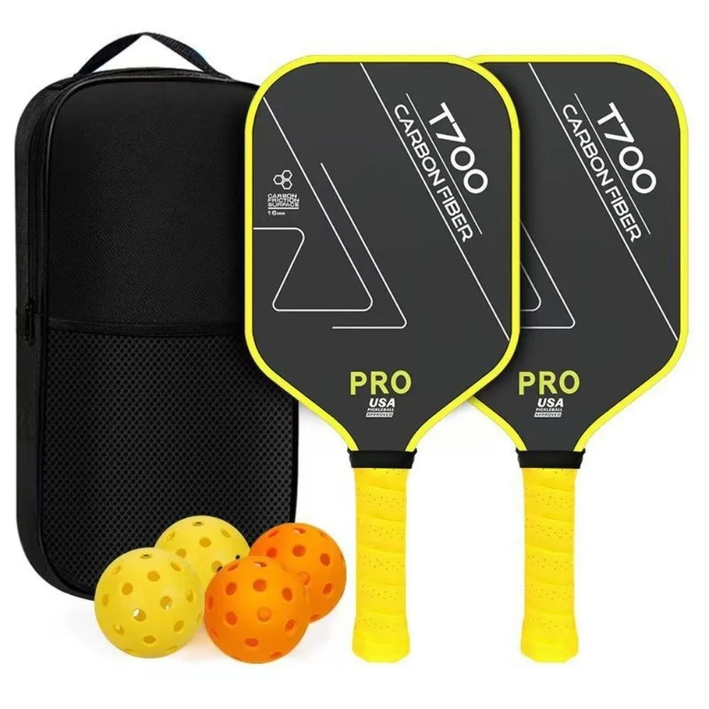 Durable T700 Pickleball Paddle 16MM Carbon Fiber Pickle Ball Paddle Frosted Surface Lightweight Pickleball Rackets Set