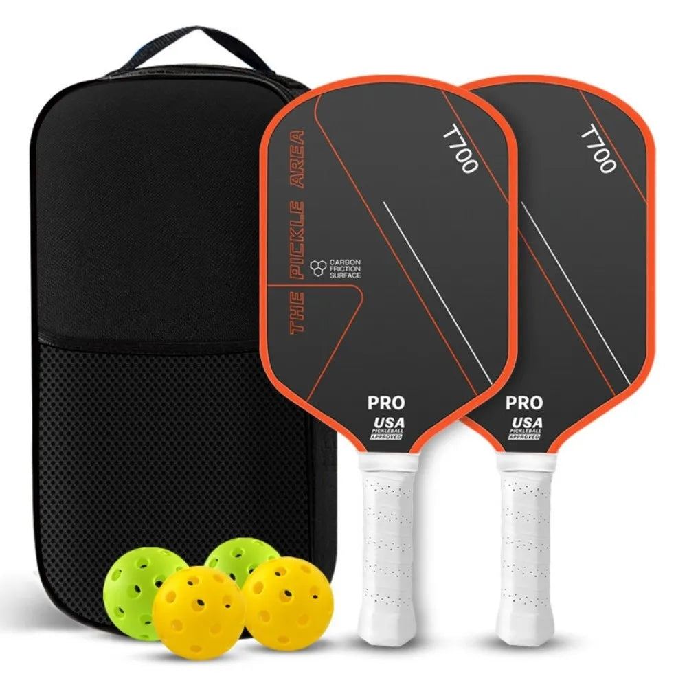 Durable T700 Pickleball Paddle 16MM Carbon Fiber Pickle Ball Paddle Frosted Surface Lightweight Pickleball Rackets Set