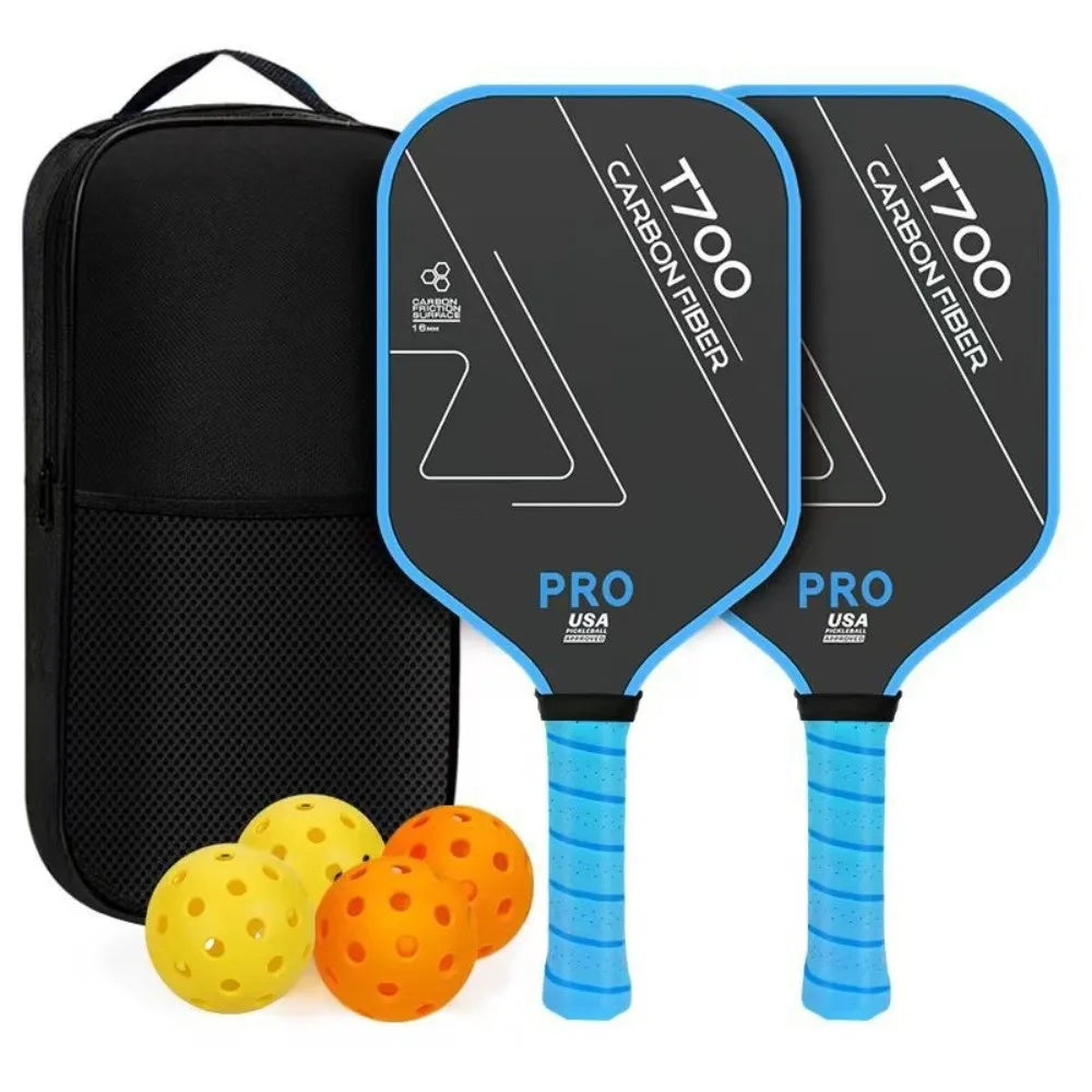 Durable T700 Pickleball Paddle 16MM Carbon Fiber Pickle Ball Paddle Frosted Surface Lightweight Pickleball Rackets Set