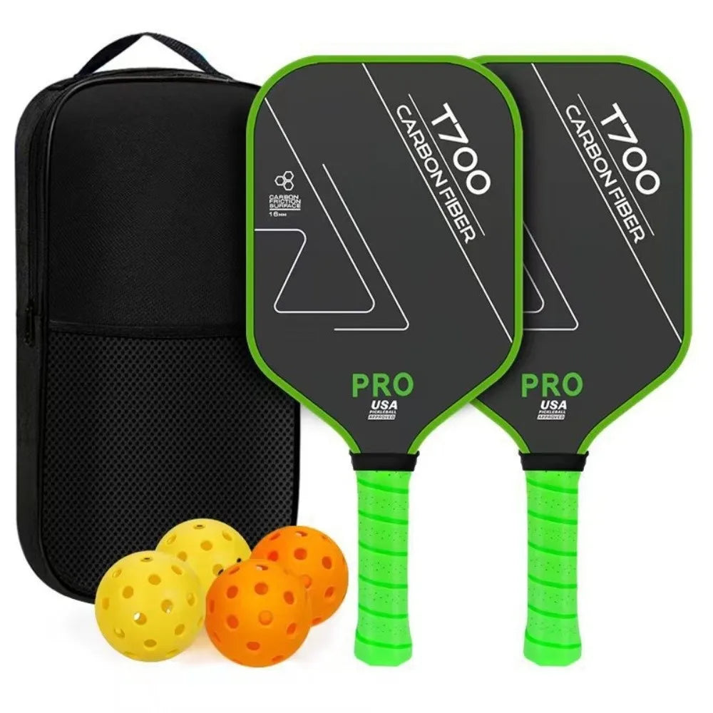Durable T700 Pickleball Paddle 16MM Carbon Fiber Pickle Ball Paddle Frosted Surface Lightweight Pickleball Rackets Set