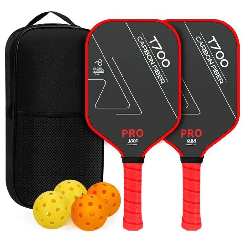 Durable T700 Pickleball Paddle 16MM Carbon Fiber Pickle Ball Paddle Frosted Surface Lightweight Pickleball Rackets Set