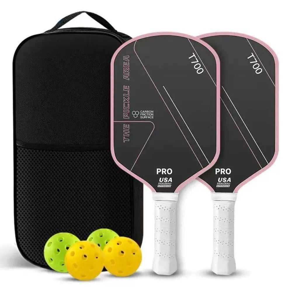 Durable T700 Pickleball Paddle 16MM Carbon Fiber Pickle Ball Paddle Frosted Surface Lightweight Pickleball Rackets Set