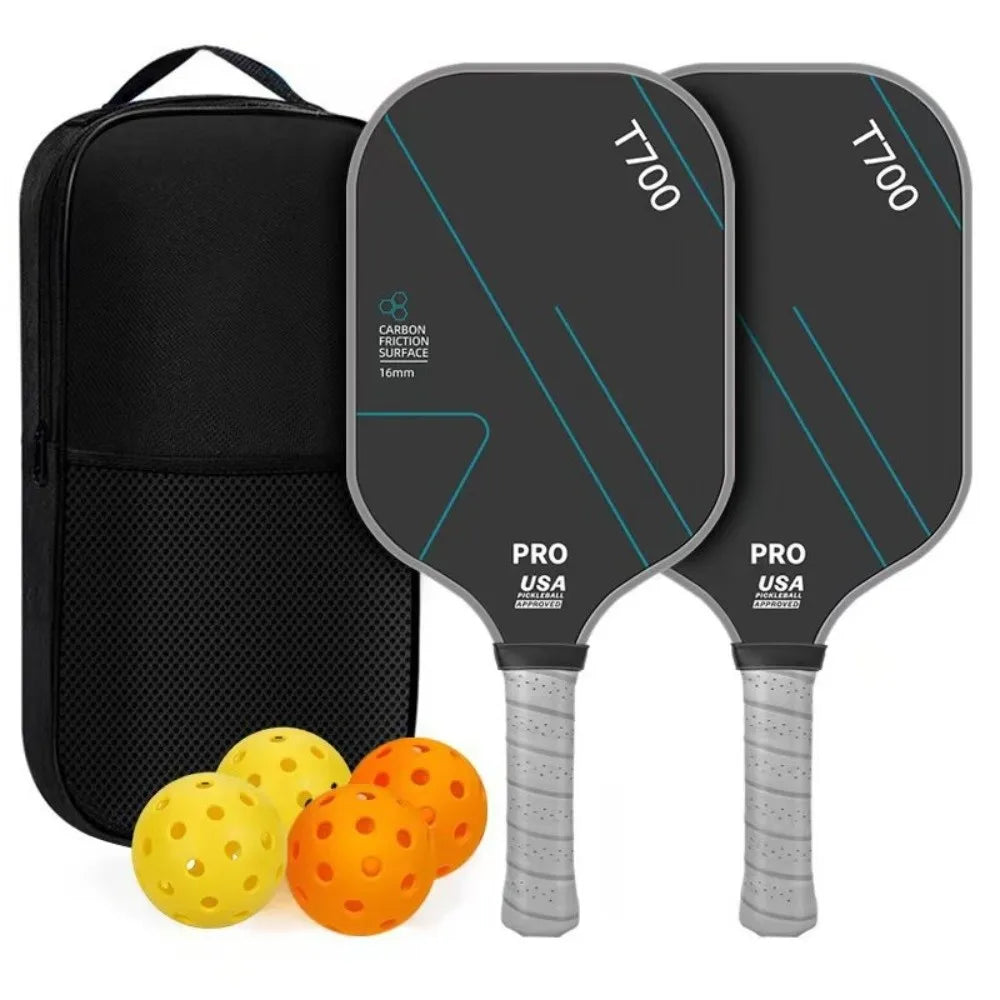 Durable T700 Pickleball Paddle 16MM Carbon Fiber Pickle Ball Paddle Frosted Surface Lightweight Pickleball Rackets Set