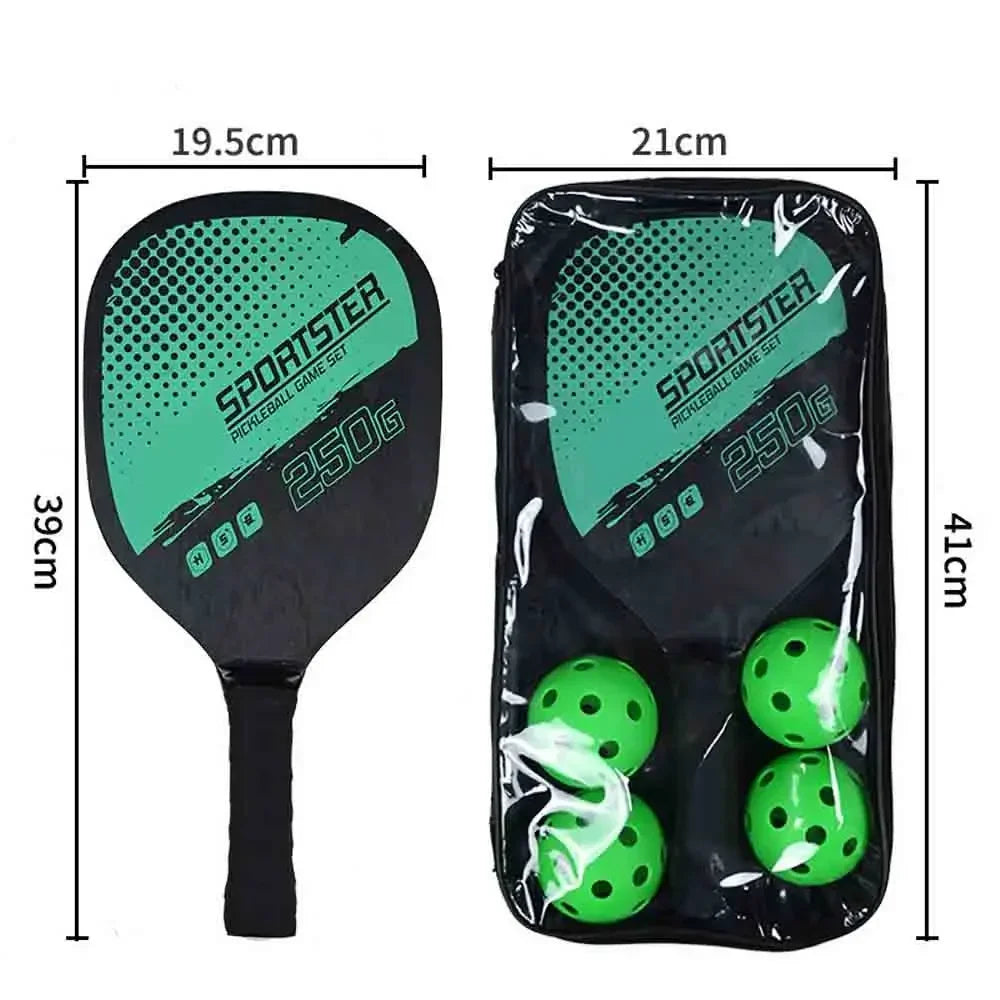 Pickleball Rackets Set Pickleball Paddle Set of 2 Rackets & 4 Pickleballs Balls Pickle-Ball Racquet with Balls Sports Accessory