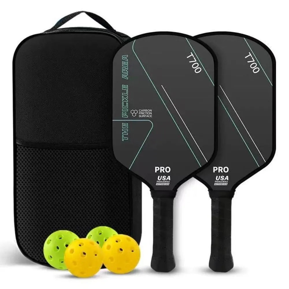 Durable T700 Pickleball Paddle 16MM Carbon Fiber Pickle Ball Paddle Frosted Surface Lightweight Pickleball Rackets Set
