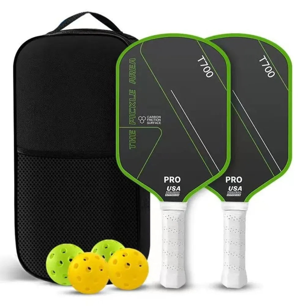 Durable T700 Pickleball Paddle 16MM Carbon Fiber Pickle Ball Paddle Frosted Surface Lightweight Pickleball Rackets Set