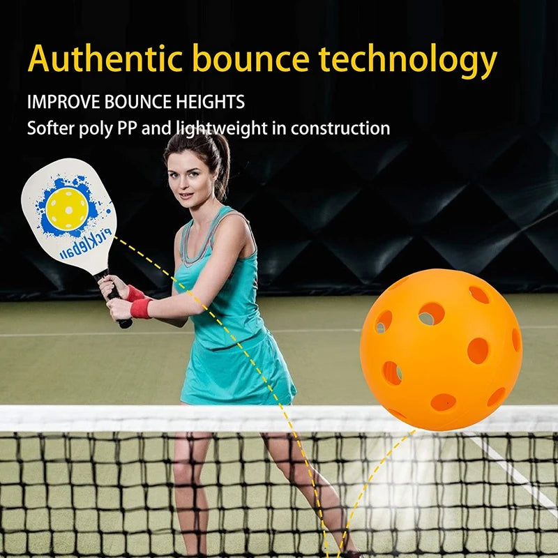 Indoor Pickleball Balls Paddle Ball 26 Holes Pickleball Sport Training Practice Plastic Pickleball Airflow Hollow Balls