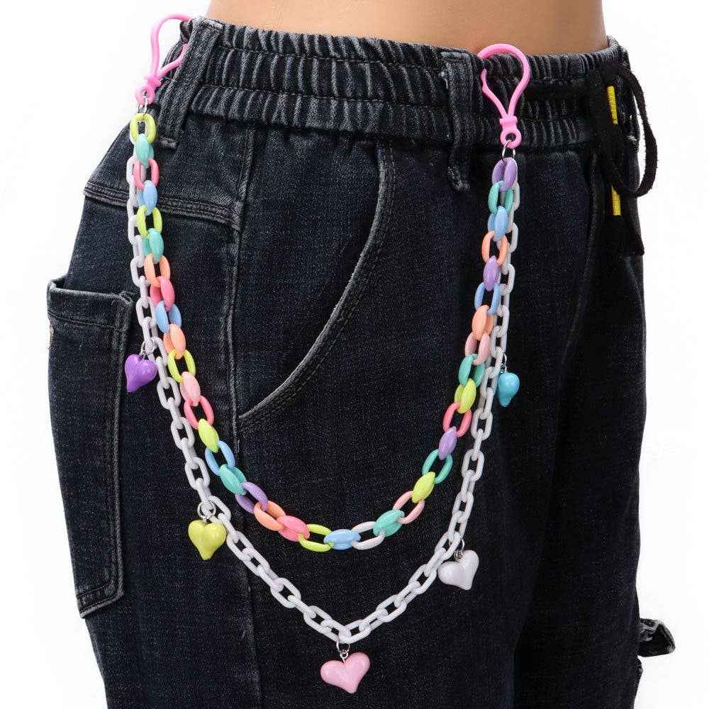 Candy Color Double Layer Acrylic Heart Flower Lollipop Pendant Belt Chain: Lollipop PC - Ashley’s Emporium