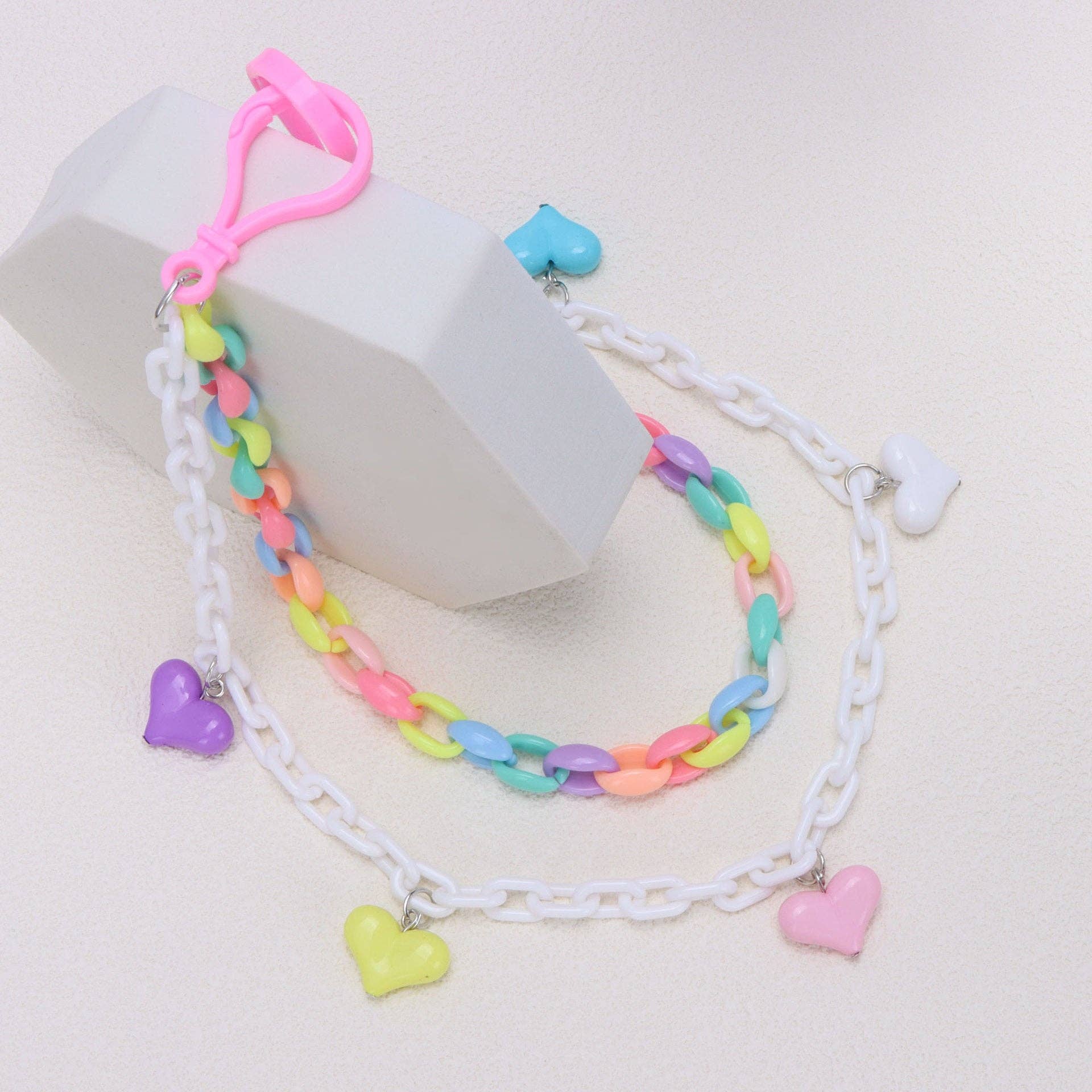 Candy Color Double Layer Acrylic Heart Flower Lollipop Pendant Belt Chain: Lollipop PC - Ashley’s Emporium