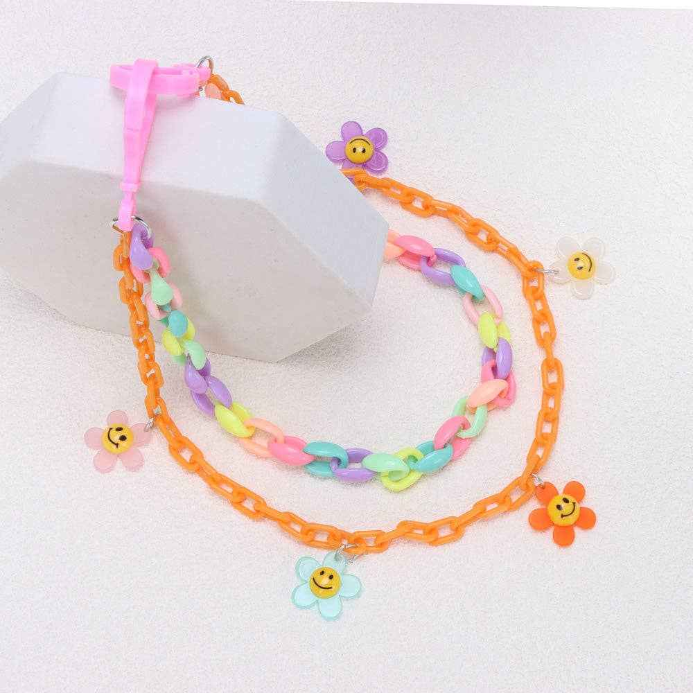 Candy Color Double Layer Acrylic Heart Flower Lollipop Pendant Belt Chain: Lollipop PC - Ashley’s Emporium