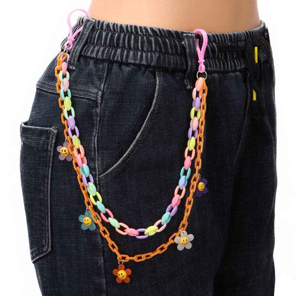 Candy Color Double Layer Acrylic Heart Flower Lollipop Pendant Belt Chain: Lollipop PC - Ashley’s Emporium