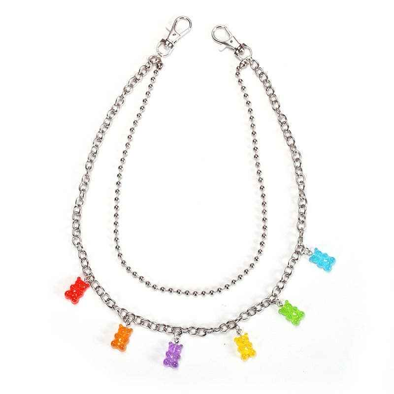 Candy Color Resin Bear Waist Chain Hip Hop Street Style: Bear Single-Layer PC