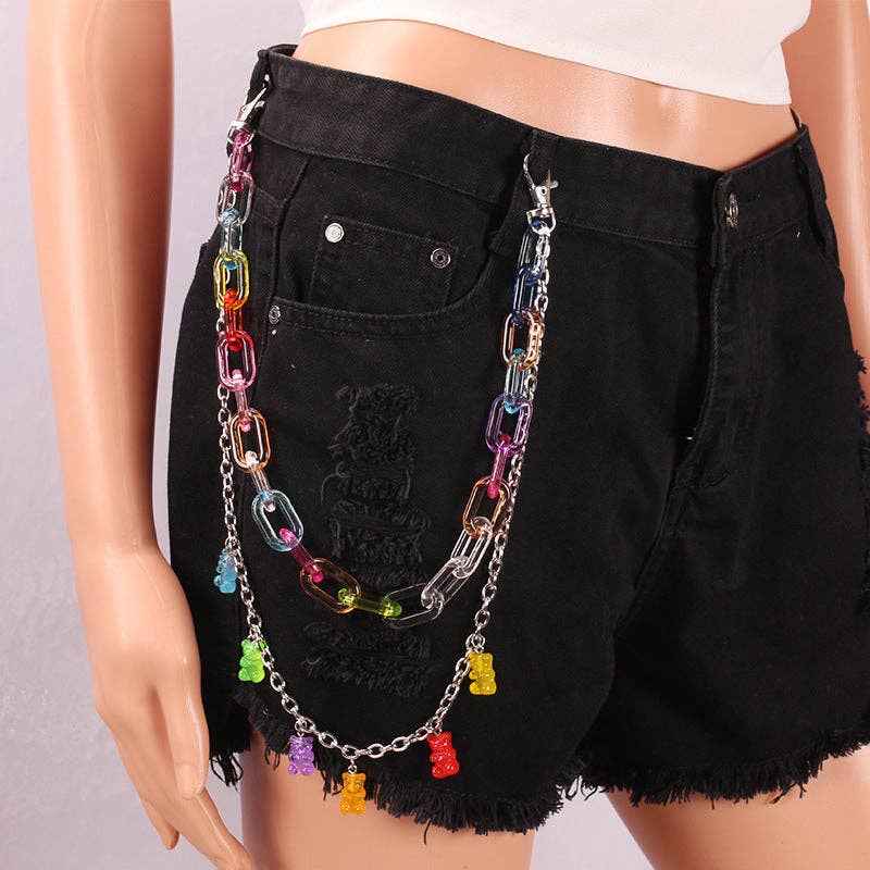 Candy Color Resin Bear Waist Chain Hip Hop Street Style: Bear Single-Layer PC