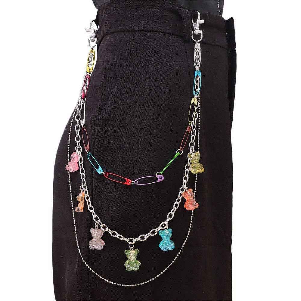 Candy Color Resin Bear Waist Chain Hip Hop Street Style: Bear Single-Layer PC