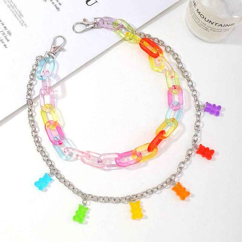 Candy Color Resin Bear Waist Chain Hip Hop Street Style: Bear Single-Layer PC