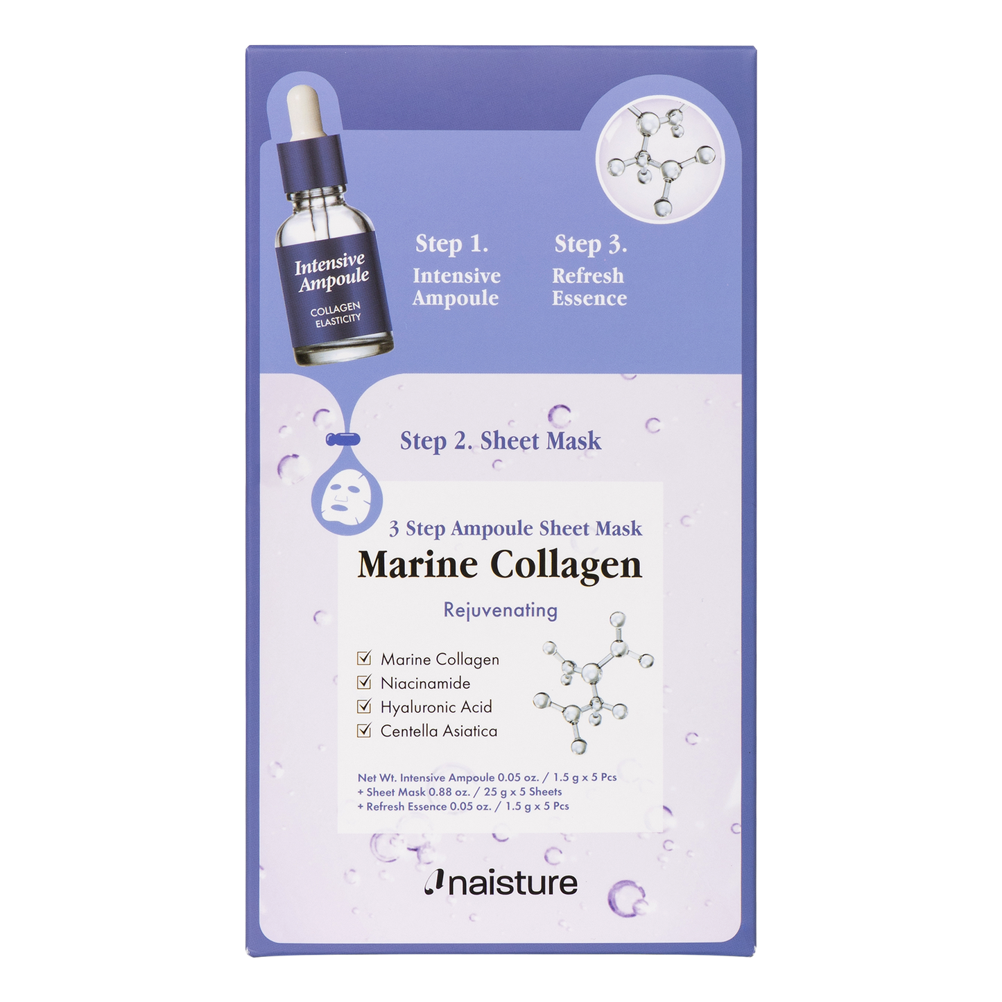 Firming 3 Step Ampoule Sheet Mask - Marine Collagen(5pc Box)