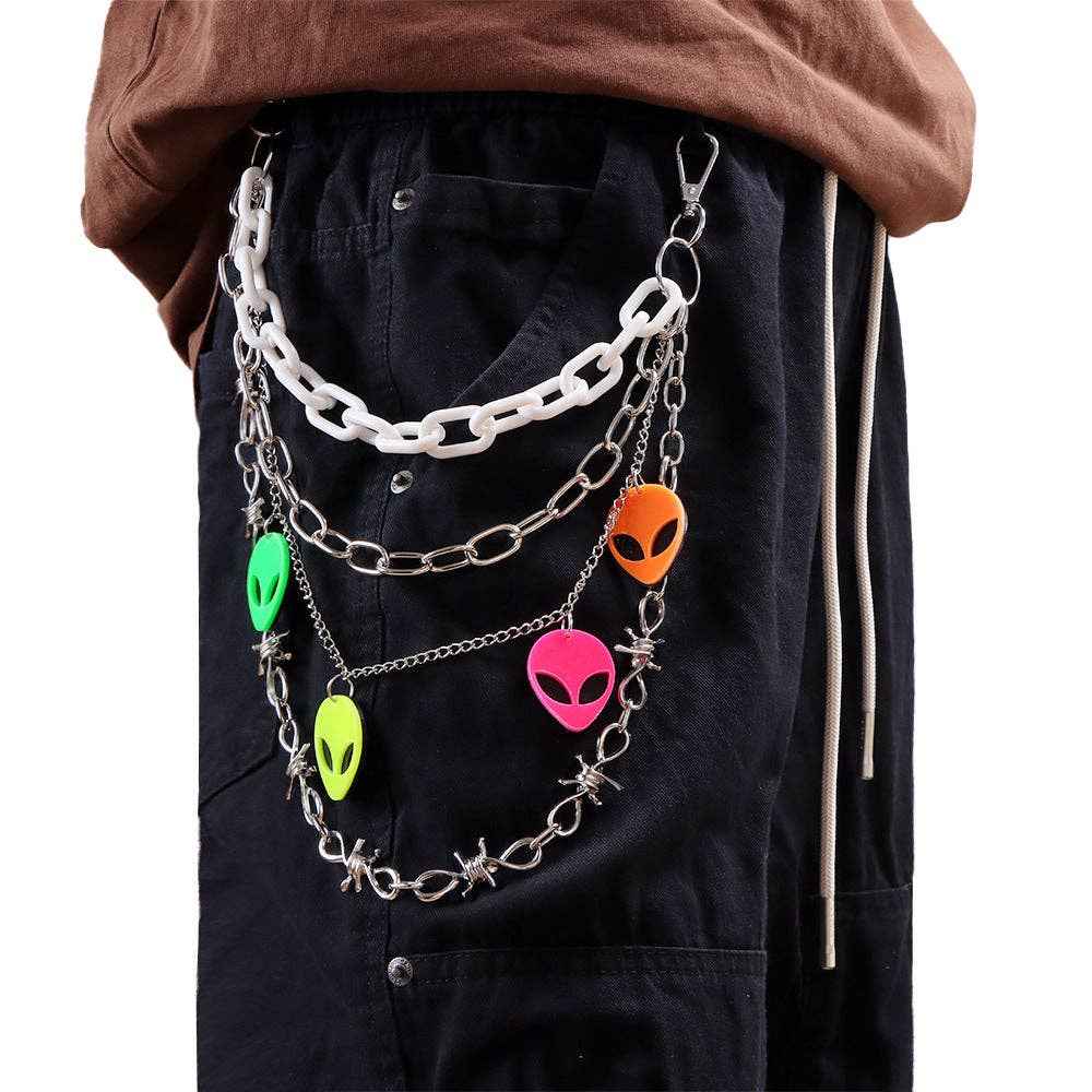 Colorful Glow-in-the-Dark Alien Pendant Waist Chain: Green Alien PC