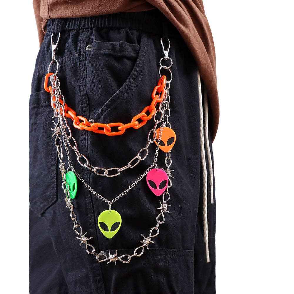 Colorful Glow-in-the-Dark Alien Pendant Waist Chain: Green Alien PC
