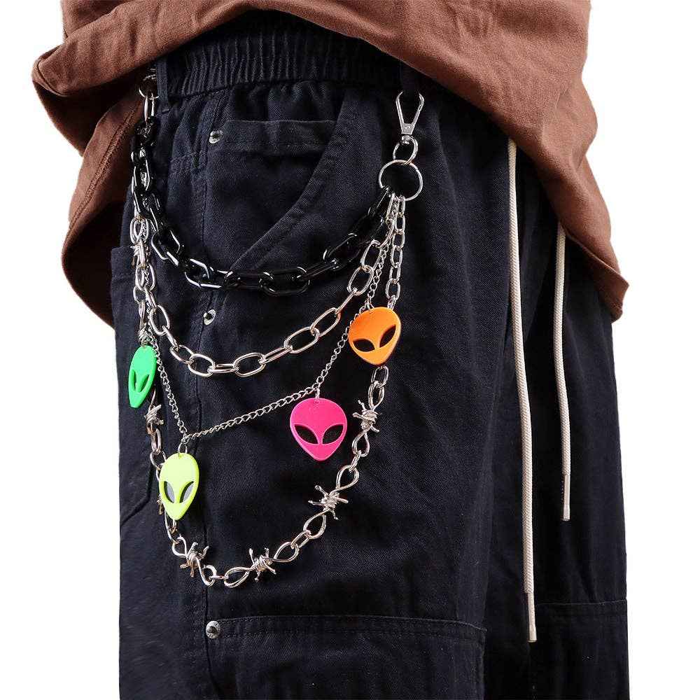 Colorful Glow-in-the-Dark Alien Pendant Waist Chain: Pink Alien PC