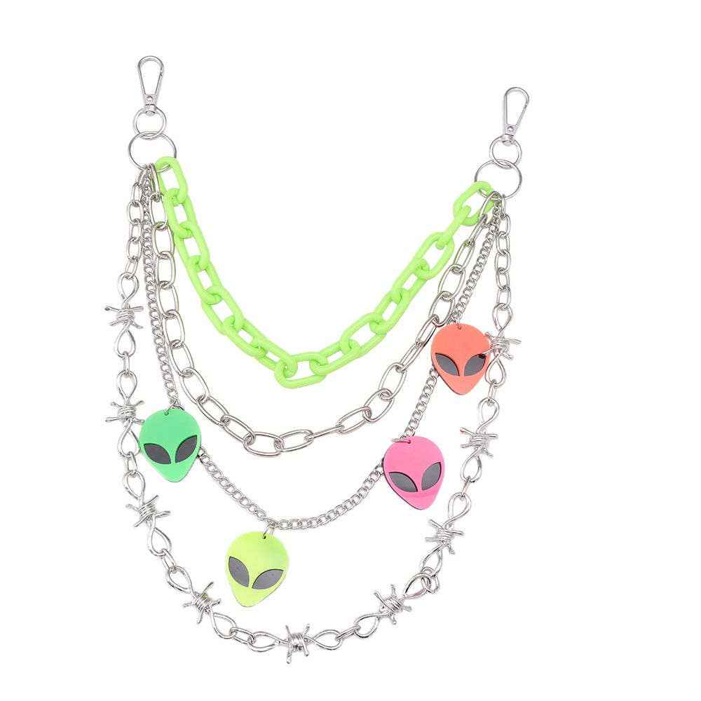 Colorful Glow-in-the-Dark Alien Pendant Waist Chain: Pink Alien PC
