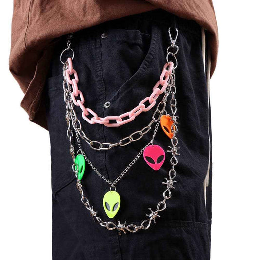 Colorful Glow-in-the-Dark Alien Pendant Waist Chain: Pink Alien PC