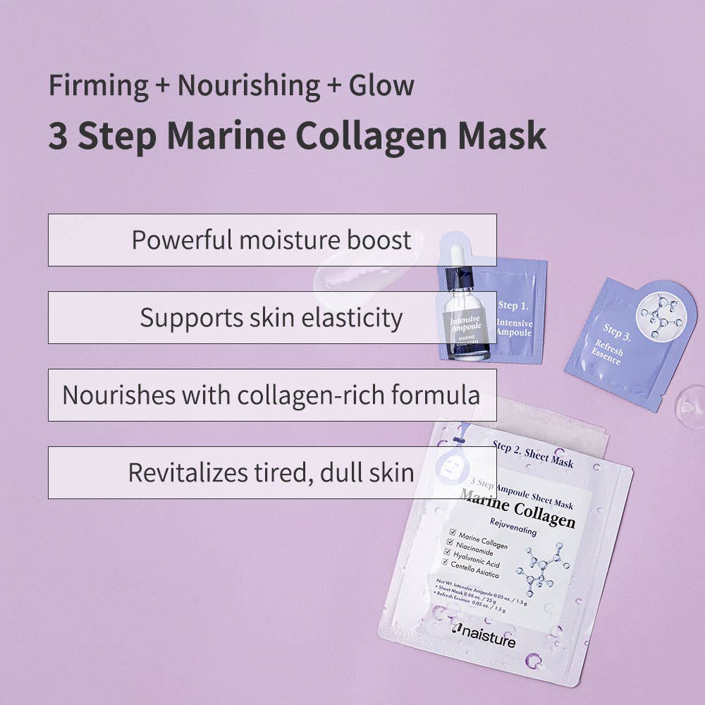 Firming 3 Step Ampoule Sheet Mask - Marine Collagen(5pc Box)