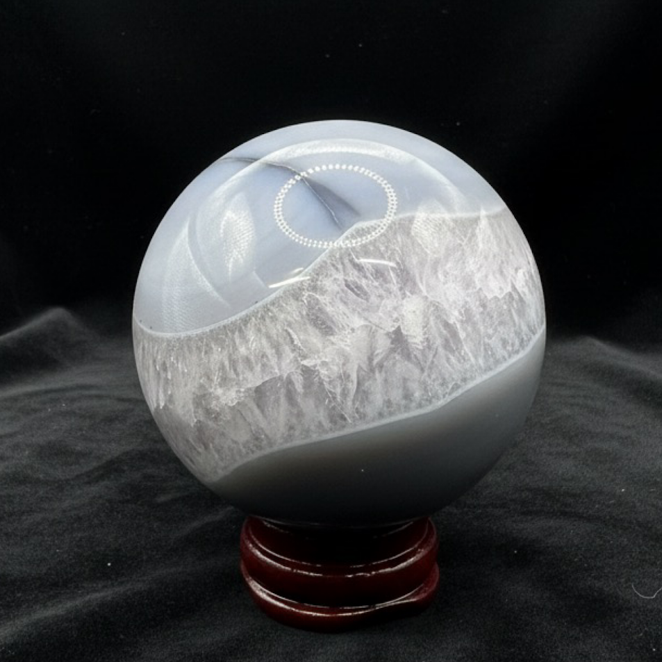 Blue Agate Sphere with Quartz - sold individually