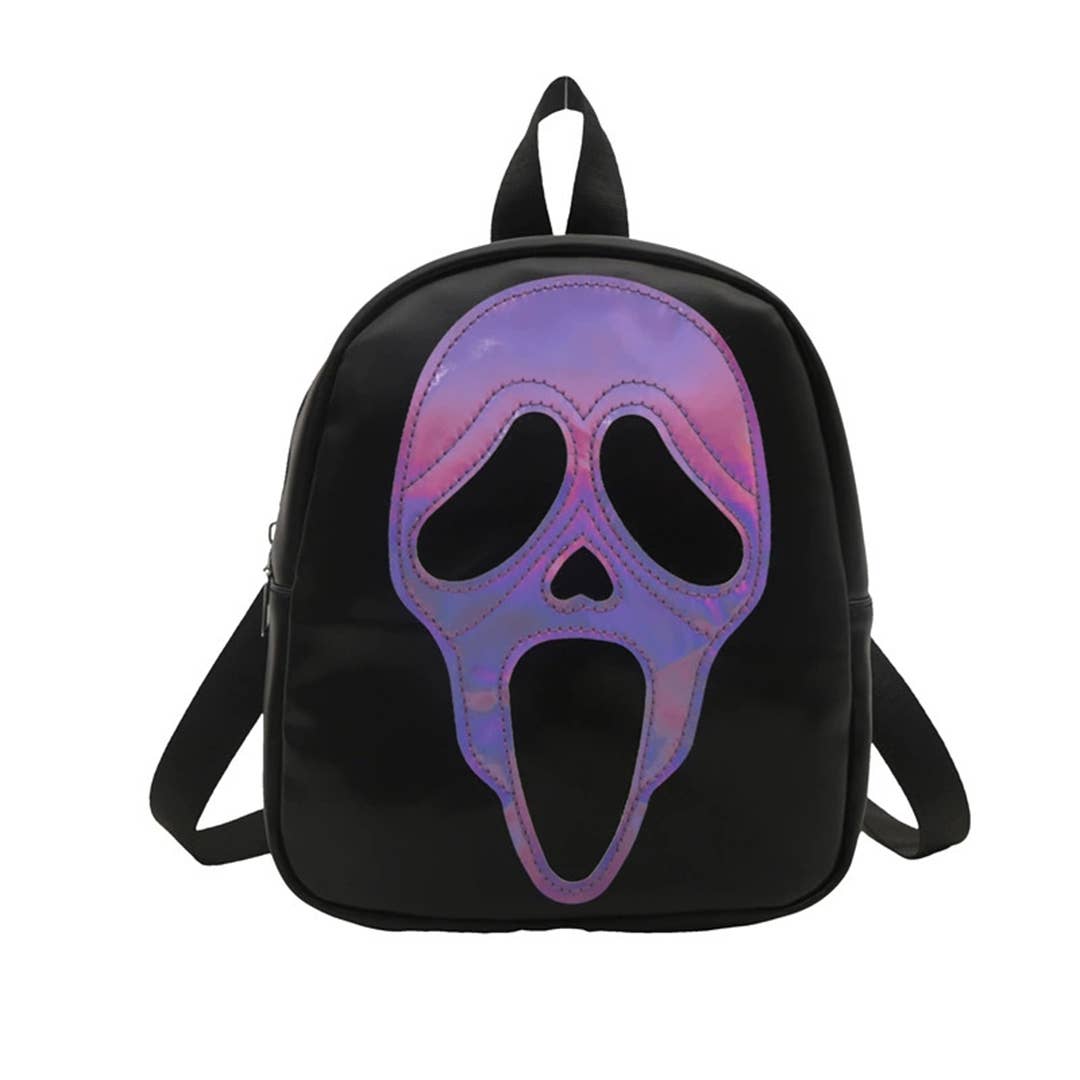 Fashionable PU Leather Skull Halloween Backpack ZK3593: Purple / One Size - Ashley’s Emporium