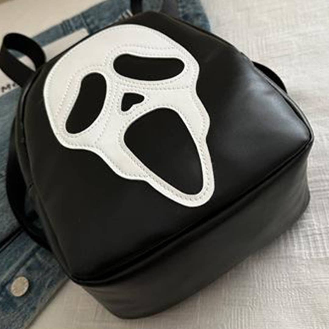 Fashionable PU Leather Skull Halloween Backpack ZK3593: Purple / One Size - Ashley’s Emporium