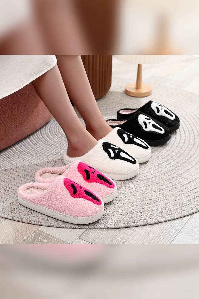 Halloween Ghost Fleece Slipper ZK1955: Black / 40-41 - Ashley’s Emporium