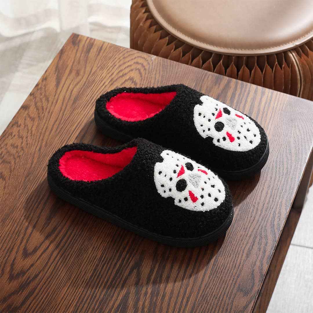 Halloween Non-Slip Fleece-Lined Warm Cotton Slippers ZK3492: White / 36-37