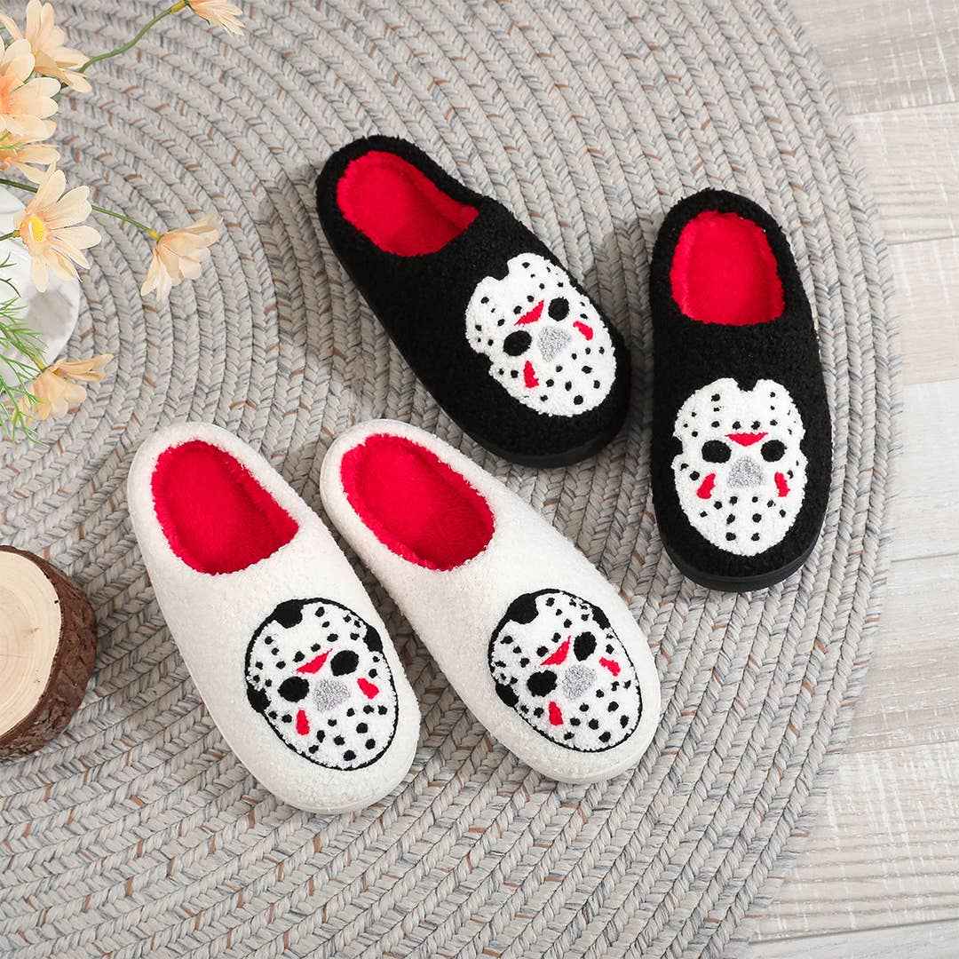 Halloween Non-Slip Fleece-Lined Warm Cotton Slippers ZK3492: White / 36-37