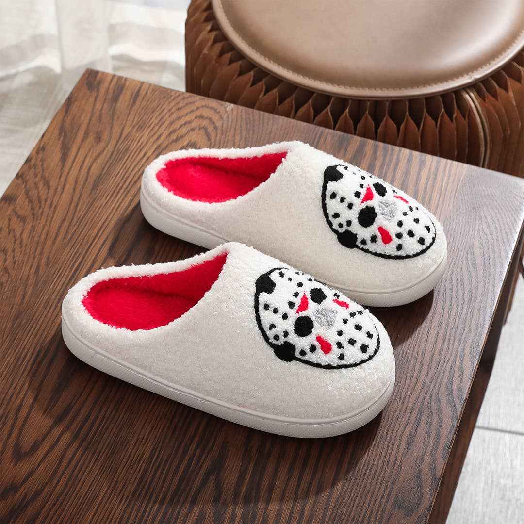 Halloween Non-Slip Fleece-Lined Warm Cotton Slippers ZK3492: White / 40-41 - Ashley’s Emporium