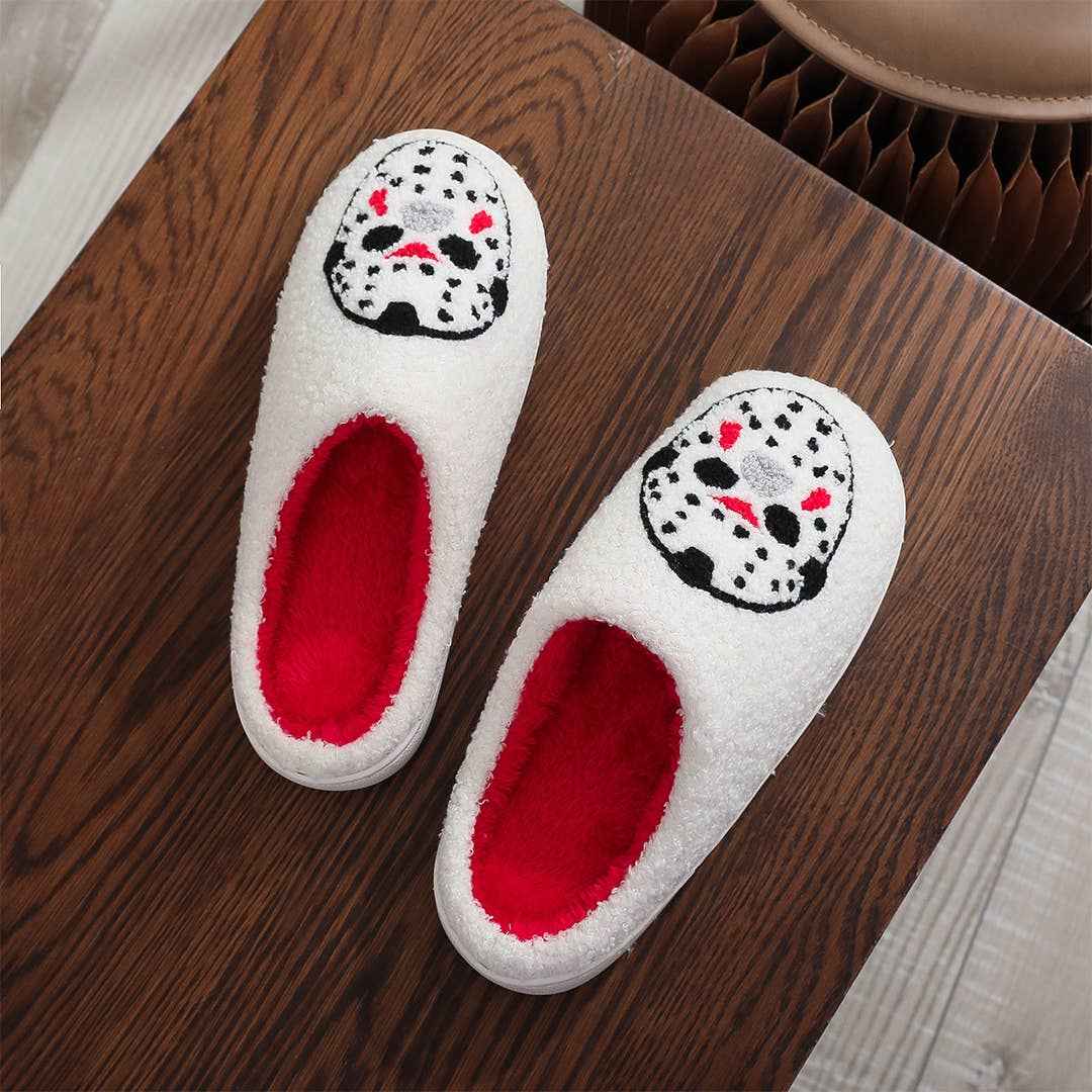 Halloween Non-Slip Fleece-Lined Warm Cotton Slippers ZK3492: White / 40-41 - Ashley’s Emporium