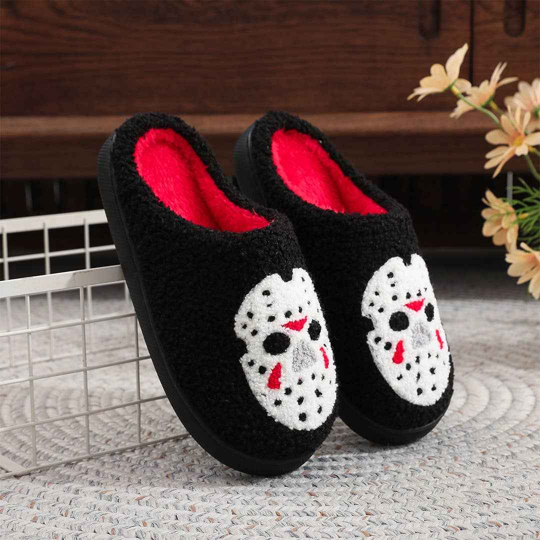 Halloween Non-Slip Fleece-Lined Warm Cotton Slippers ZK3492: White / 42-43
