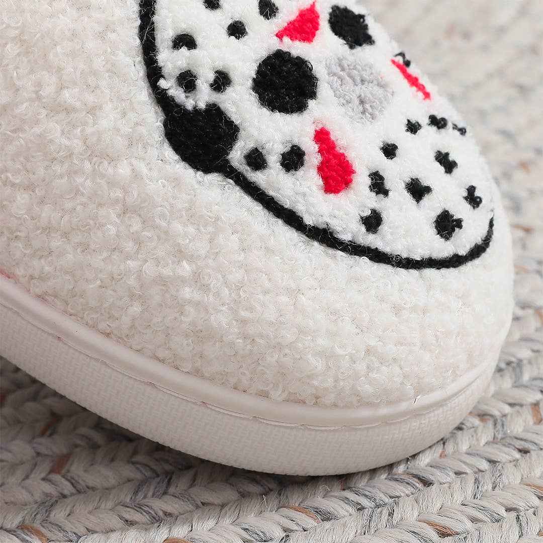 Halloween Non-Slip Fleece-Lined Warm Cotton Slippers ZK3492: White / 42-43