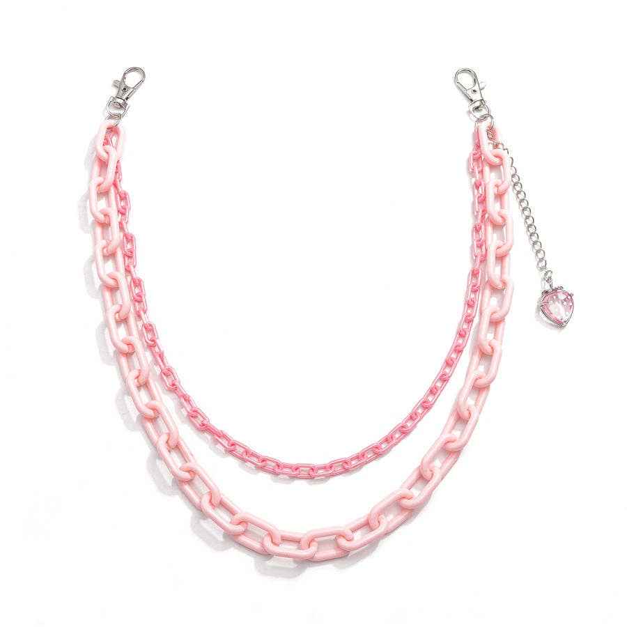Pink Strawberry Acrylic Belt Chain Cute Trendy Double Layer Waist Chain: Pink Strawberry PC