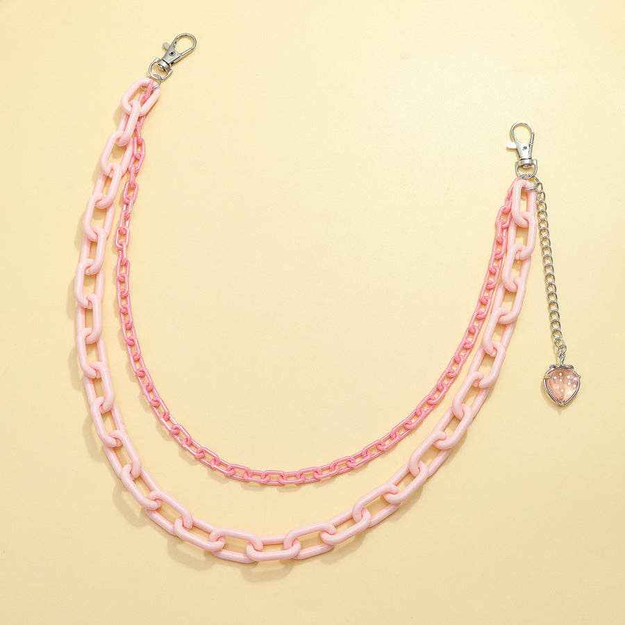 Pink Strawberry Acrylic Belt Chain Cute Trendy Double Layer Waist Chain: Pink Strawberry PC