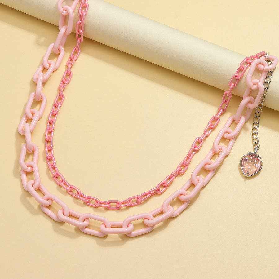 Pink Strawberry Acrylic Belt Chain Cute Trendy Double Layer Waist Chain: Pink Strawberry PC