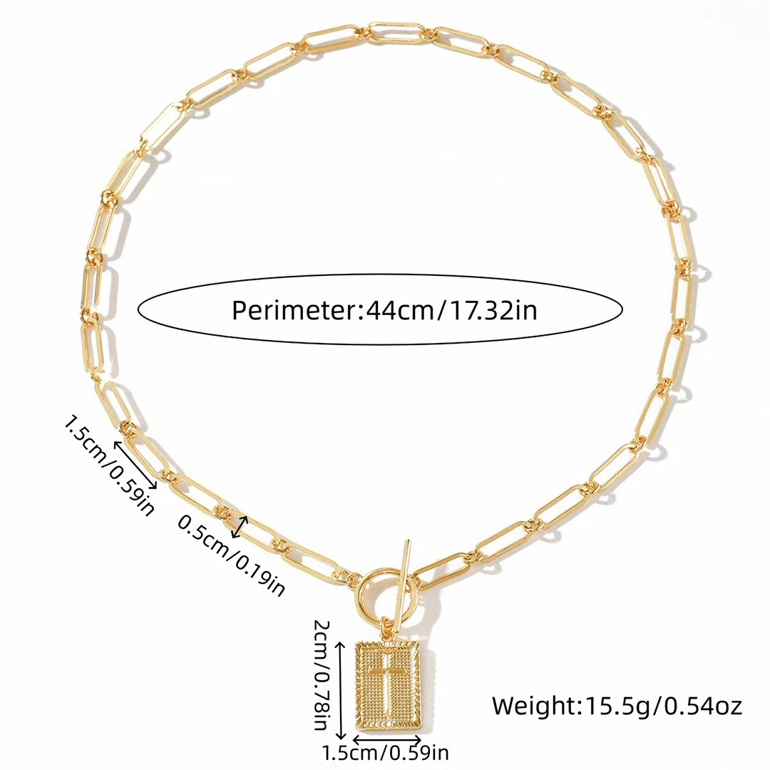 Vintage Cross OT Clasp Luxury Necklace ZK4448: Gold / One Size - Ashley’s Emporium